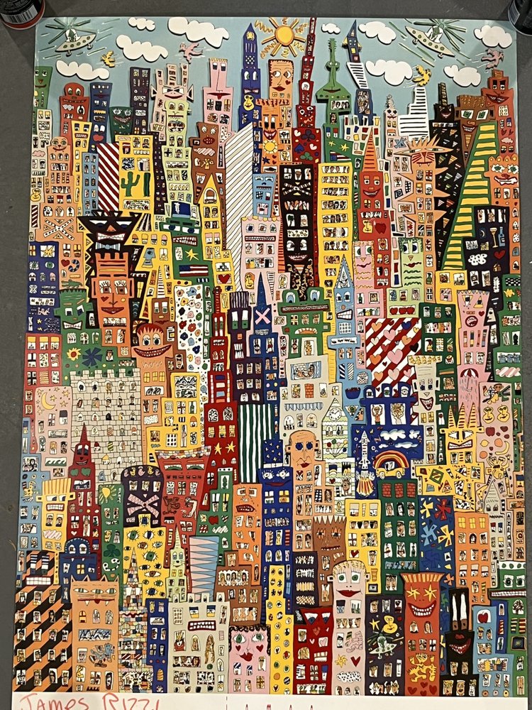 1987 Original James Rizzi - “One Man's Ceiling is Another Man's
