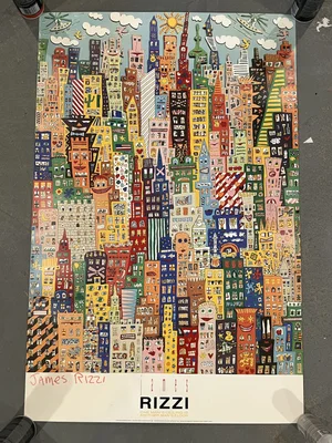 1987 Original James Rizzi - “One Man's Ceiling is Another Man's