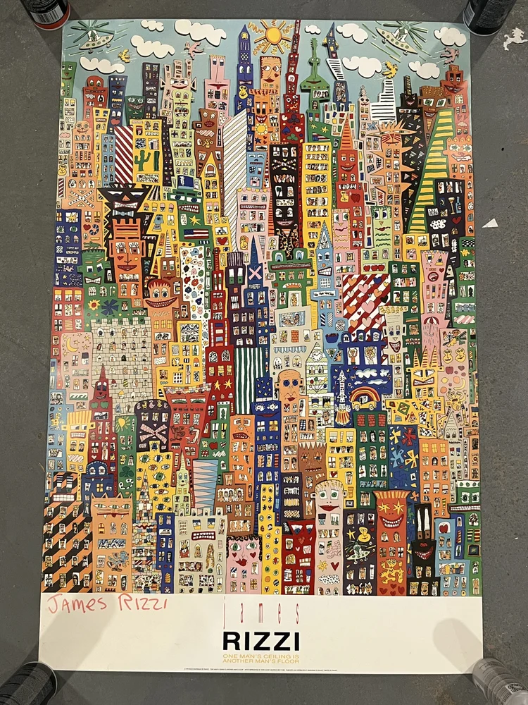 1987 Original James Rizzi - “One Man's Ceiling is Another Man's