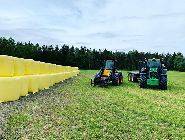 Foder f&ouml;r kunds r&auml;kning till sin mj&ouml;lkbes&auml;ttning st&aring;r nu staplat p&aring; v&aring;ra marker f&ouml;r vidare leverans under sensommaren. Mer v&auml;xtn&auml;ring &auml;r ocks&aring; tillf&ouml;rt till gr&auml;svallarna f&ouml