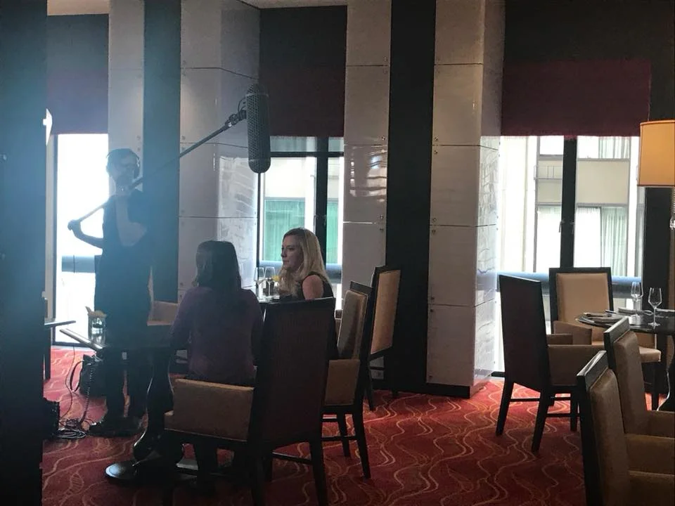 Cofounder Hannah Buschbom filming for InvestmentNews segment.