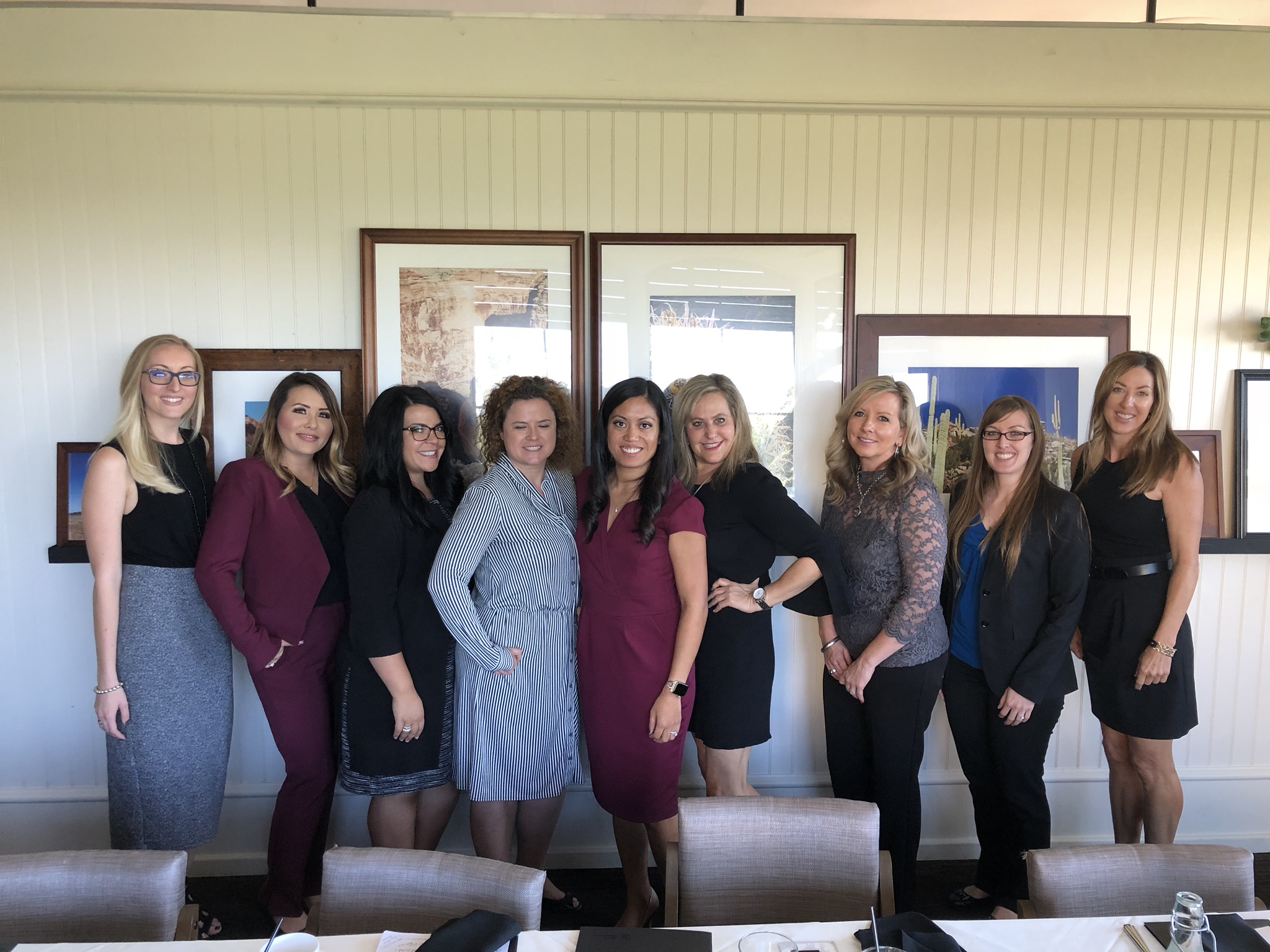  Pictured from left to right: Alissia Zenhausern, Angela Lowery, Analise Zaremba, Unknown, North Scottsdale Chapter Head Rea Mayer, Lisa Payne, Unknown, Unknown, and Susan Underwood. 