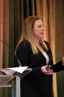 Cofounder of The W Source™ Hannah Buschbom speaking to the Cambridge Community of Women on “Intentional Networking” at the Cambridge Women Advisers Summit in Fort Worth, TX. Photo Credit: @CambridgeIBD