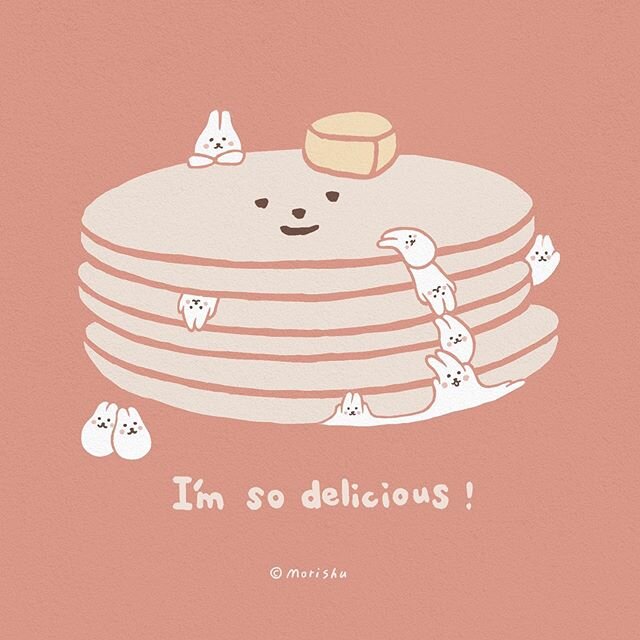 Sunday, Funday! 🥂 ✨⁣
周末正確的打開方式：⁣
睡個懶覺再去吃一頓 #Brunch！🥞⁣
送上一份熱呼呼軟綿綿的麻糬兔鬆餅❤️⁣
⁣
#pancake #morishu⁣
