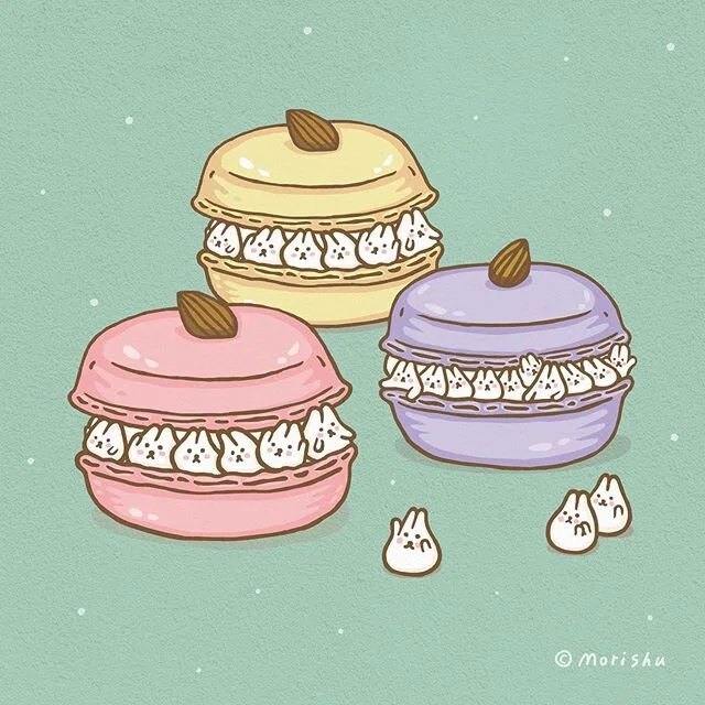 What&rsquo;s your favorite macaron flavors? ⠀
下班後的紓壓甜點時光，⠀
看著櫥窗裡琳瑯滿目的法式甜點，✨⠀
決定今晚翻牌麻糬兔馬卡龍！⠀
嚐一口就有滿滿幸福感。❤️⠀
⠀
#macaroon #dessert #morishu #mochirabbit #rabbit⠀