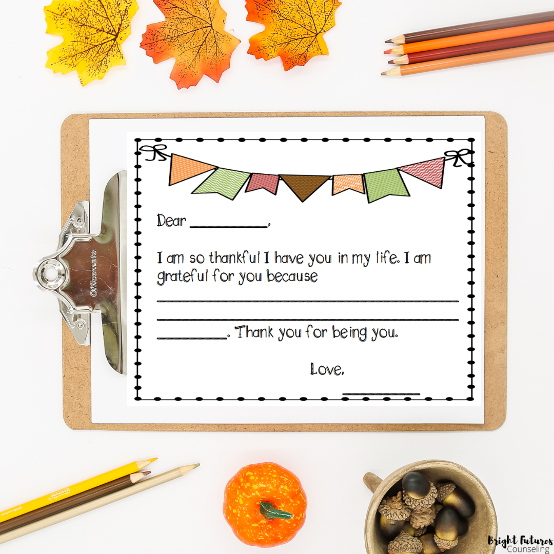 thanksgiving themed gratitude journal activity