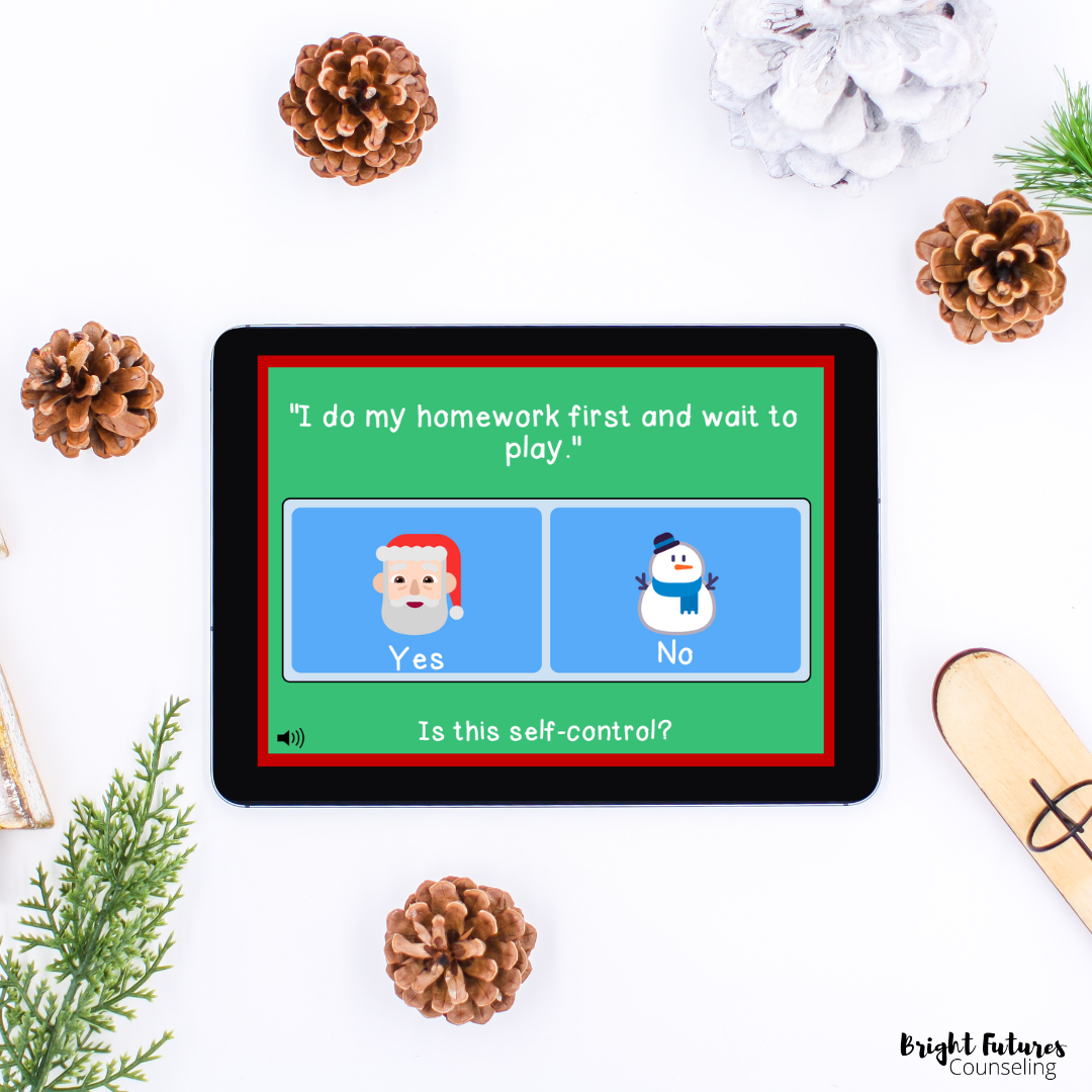School counseling christmas self control digital activity
