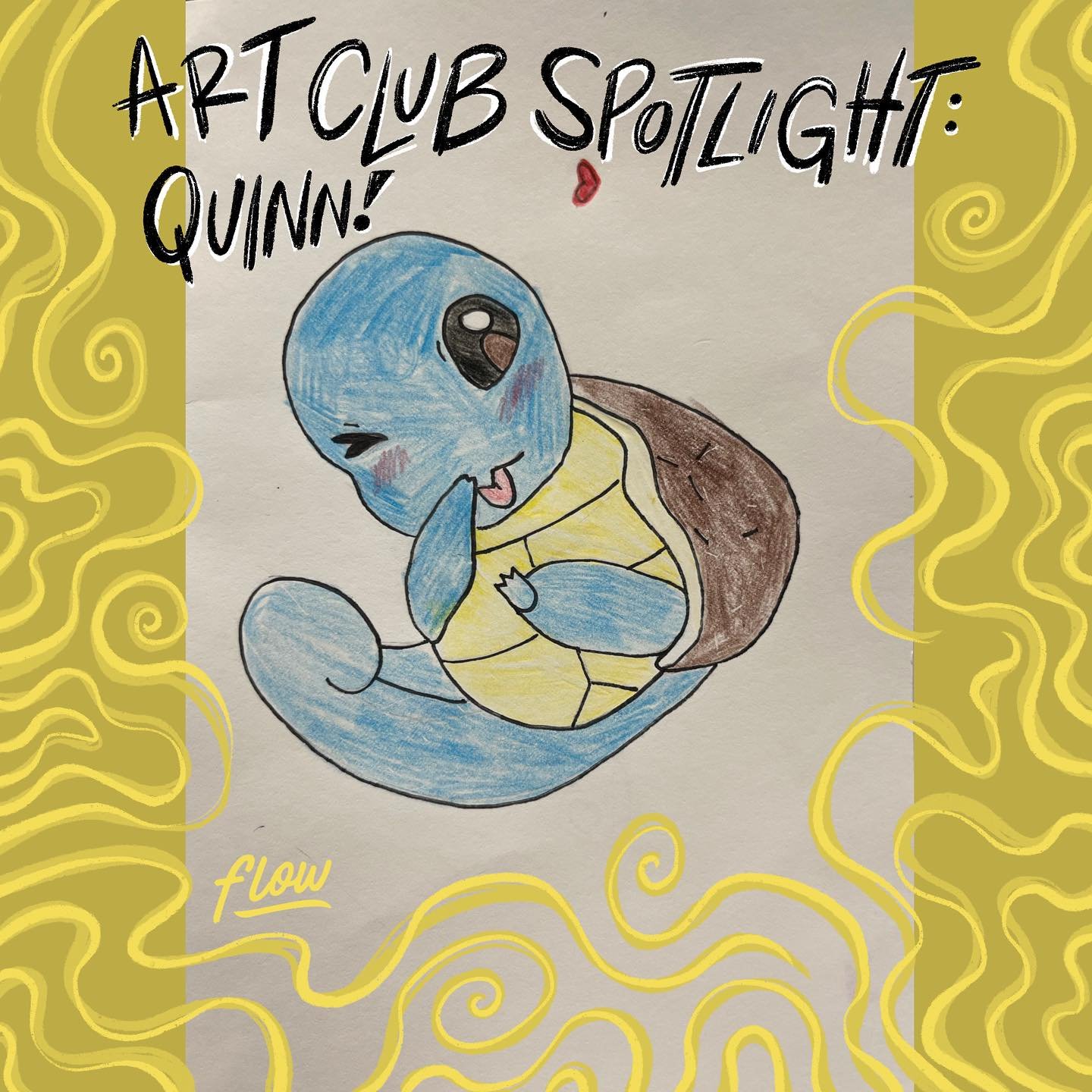 This week on Art club&rsquo;s spotlight we have an adorable Pok&eacute;mon drawing by Quinn! #flowlovesyou