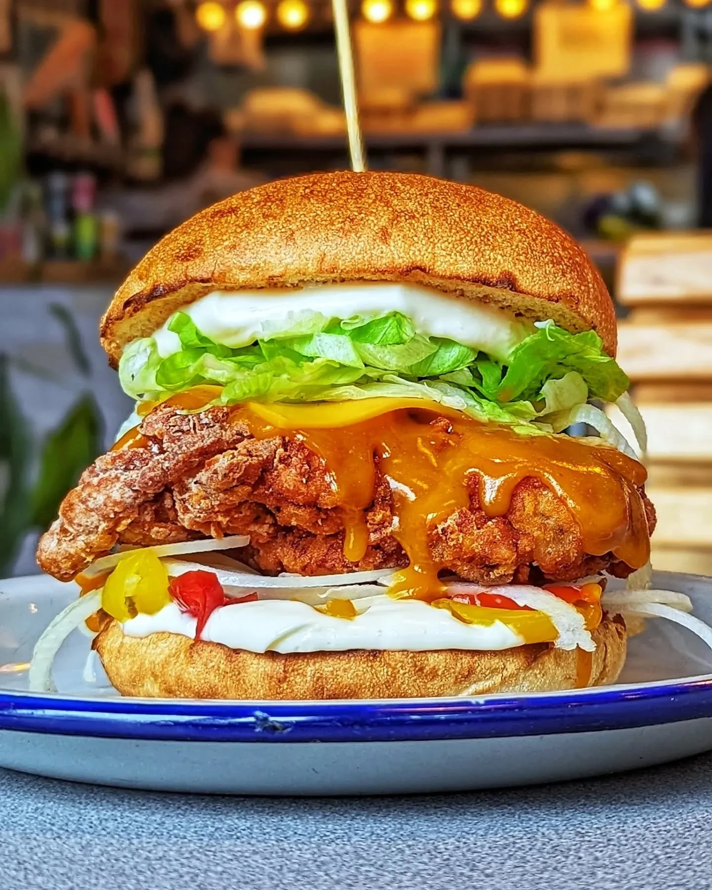 THE CAROLINA GOLD

FRIED CHKN 🍗 
AMERICAN CHEESE 🧀 
LETTUCE, ONIONS 🥬🧅
BANANA PEPPERS 🌶️
MAYO 

Available Aug 26 - 30
