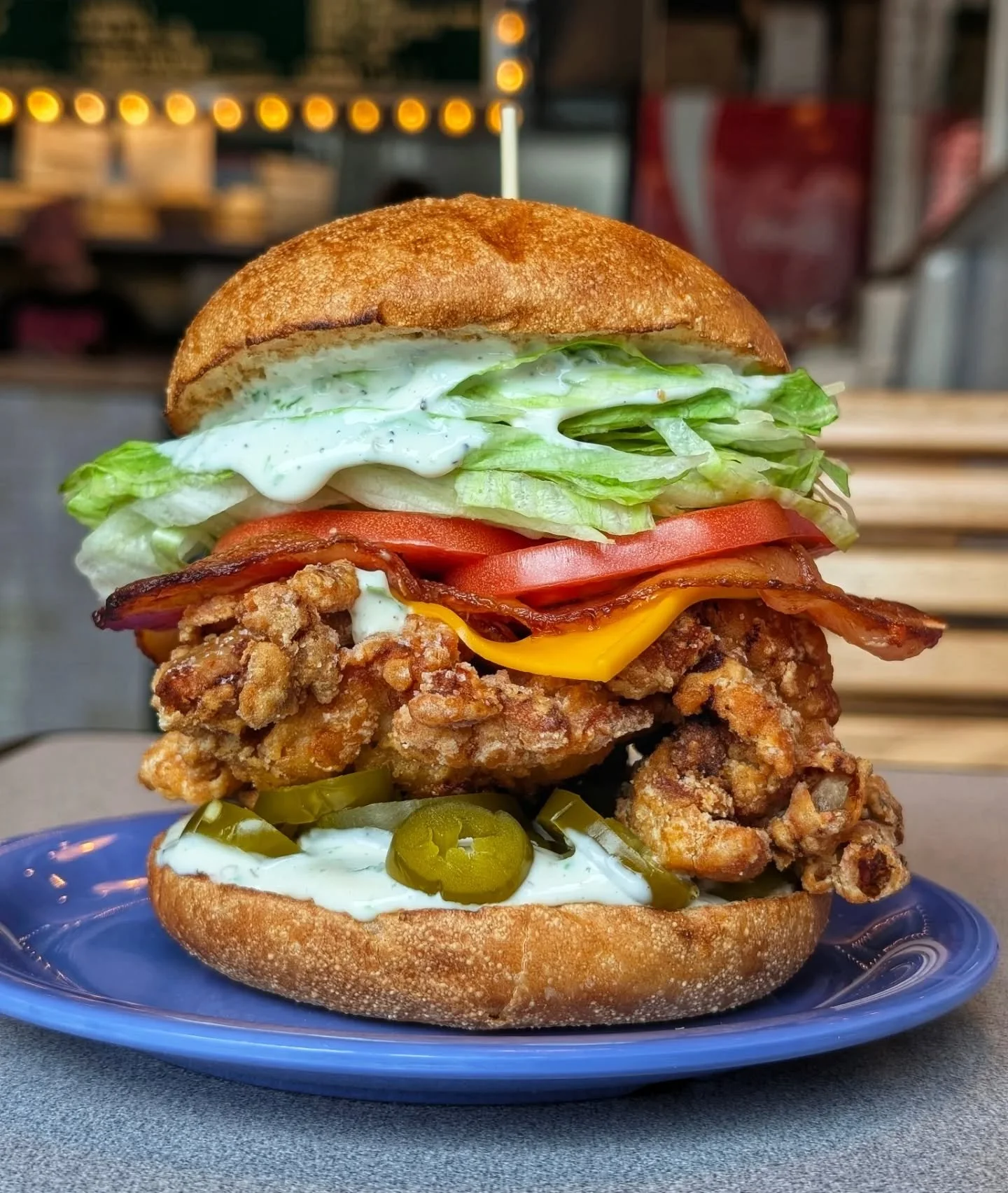 THE JALAPENO RANCH BLT

FRIED CHKN 🐔 
JALAPENO RANCH 🌶️
BACON 🥓 LETTUCE 🥬 
TOMATO 🍅 CHZ 🧀
PICKLED JALAPENOS 🌶️

Available March 31 - April 4