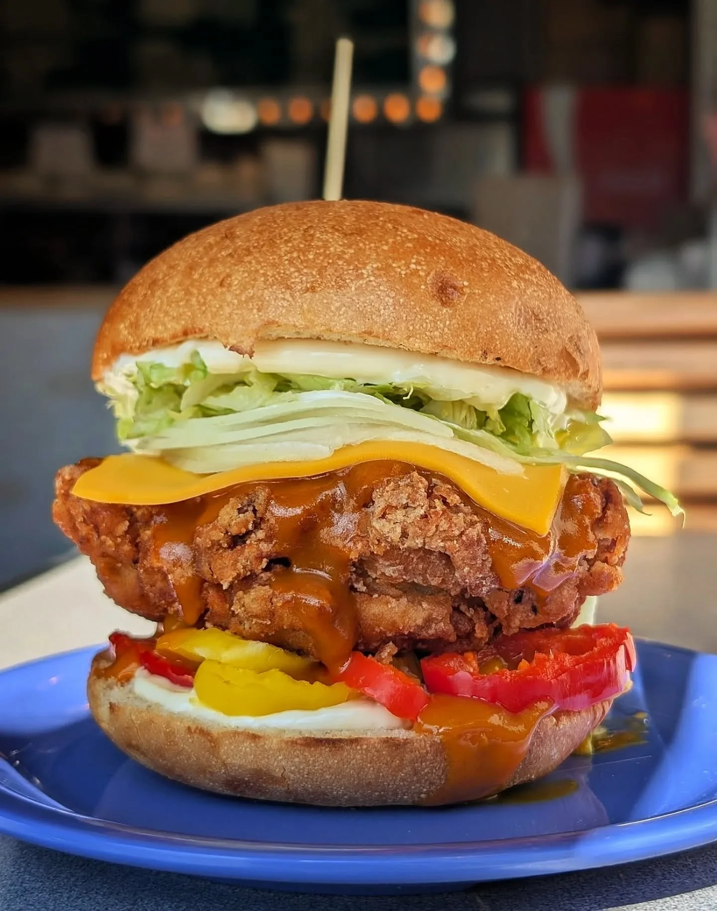THE CAROLINA GOLD

FRIED CHKN 🍗 
AMERICAN CHEESE 🧀 
LETTUCE, ONIONS 🥬🧅
BANANA PEPPERS 🌶️
MAYO

Available March 3 - March 8