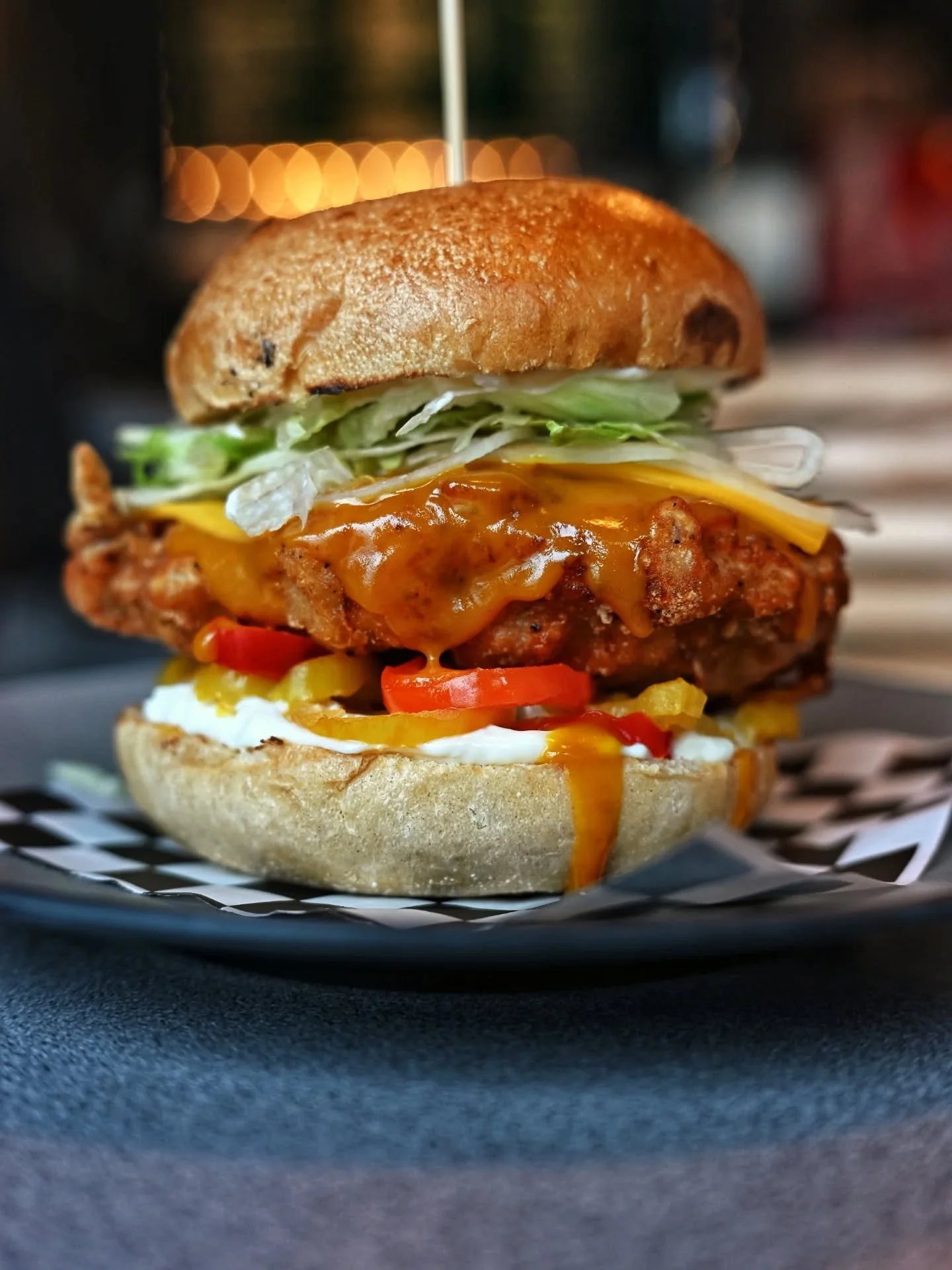 THE CAROLINA GOLD

FRIED CHKN 🍗 
AMERICAN CHEESE 🧀 
LETTUCE, ONIONS 🥬🧅
BANANA PEPPERS 🌶️
MAYO 

Available Jan 6th - 11th