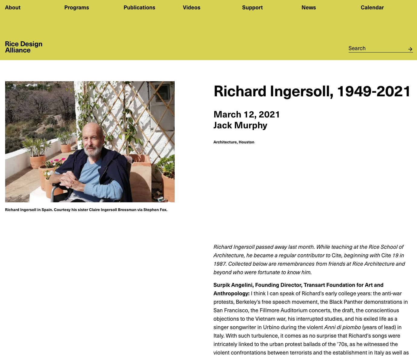 "Richard Ingersoll, 1949-2021," Cite Digital (CONTRIBUTOR)