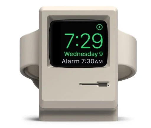W3 Stand for Apple Watch : Check out this vintage design, which is a throwback to Apple’s first computers. Connect your watch to the charger and use the stand like an alarm clock.
