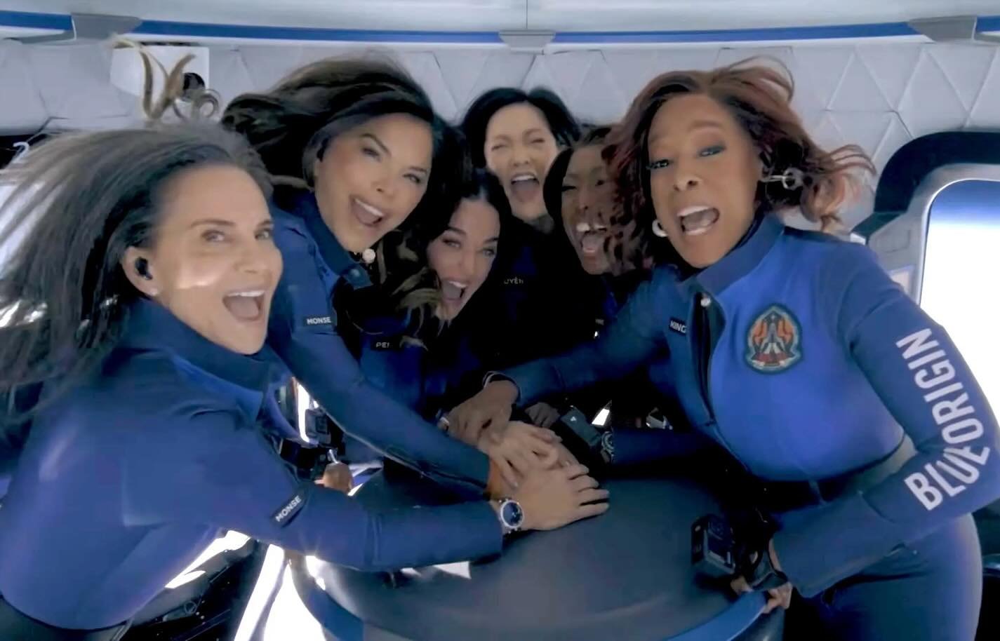 Blue Origin&rsquo;s first all-female crew blasted off into space Monday for an 8-minute trip. On board were singer Katy Perry, TV journalist Gayle King, entrepreneur Lauren S&aacute;nchez, NASA rocket scientist Aisha Bowe, film producer Kerianne Flyn