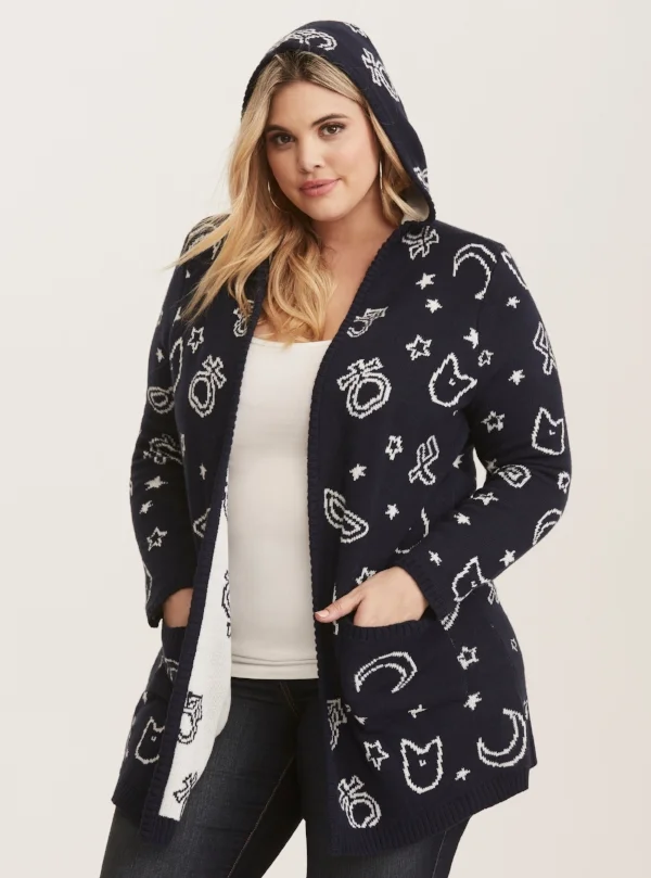 Hooded cardigan. Photo credit: Torrid