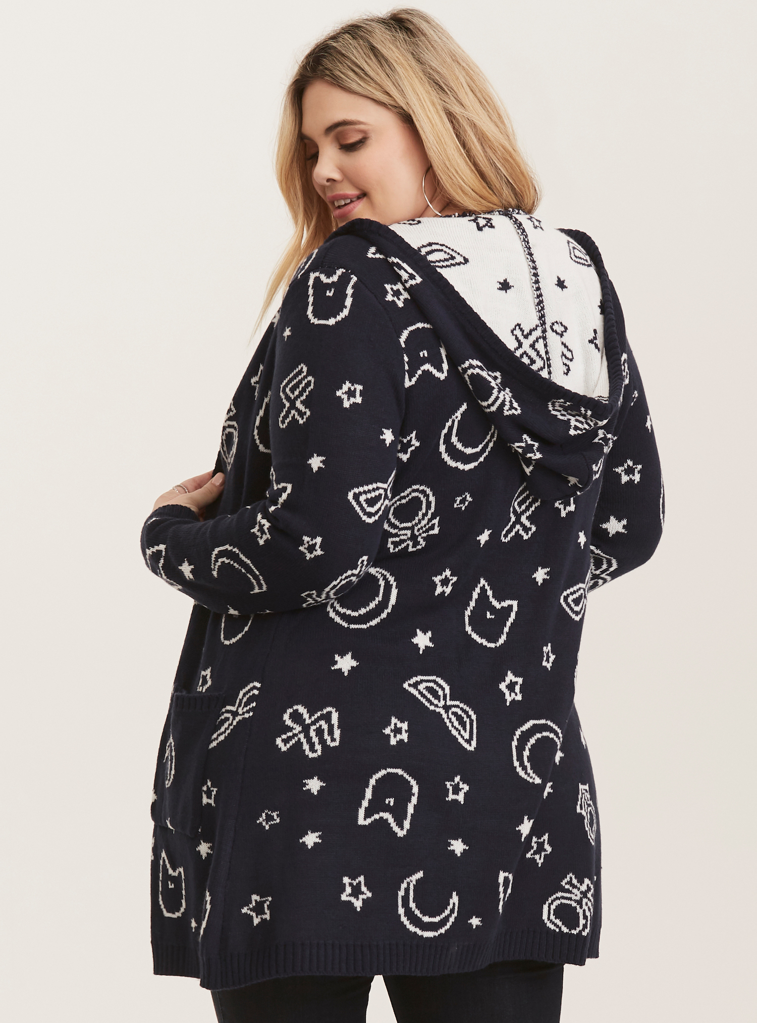   Hooded cardigan. Photo credit: Torrid  