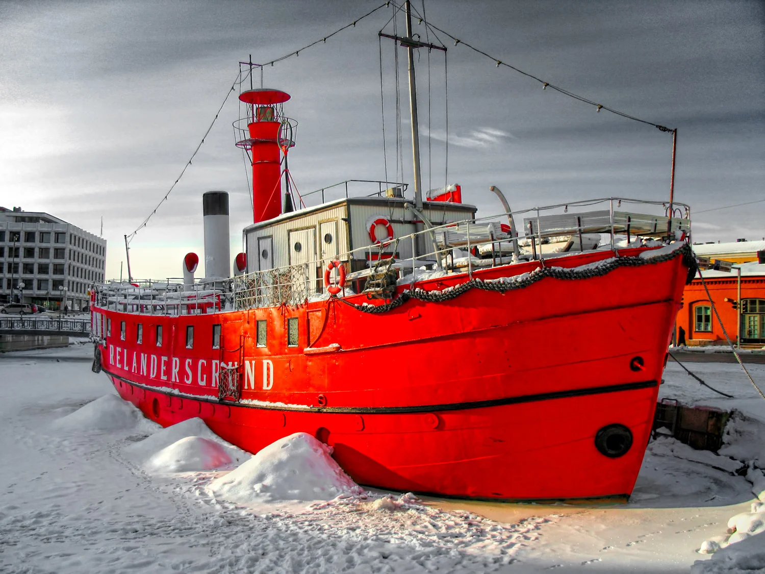 RELANDERSGRUND (Photograph)Lightship "Relandersgrund", Helsinki, Finland (2011). Built in 1888, sunk by drunken crew in 1917, raised and repaired in 1918, decommissioned in 1937, and photographed by a very cold (-26 °C) yours truly in 2011.