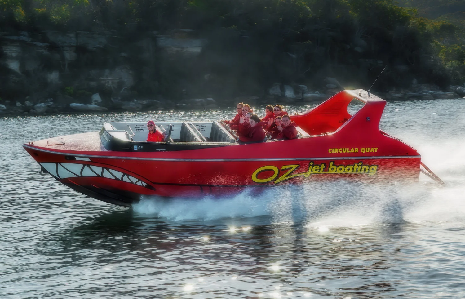 Happy Jet Boaters Sydney (Photograph)Jet boat, Sydney Harbour, Sydney, New South Wales, Australia (2006).