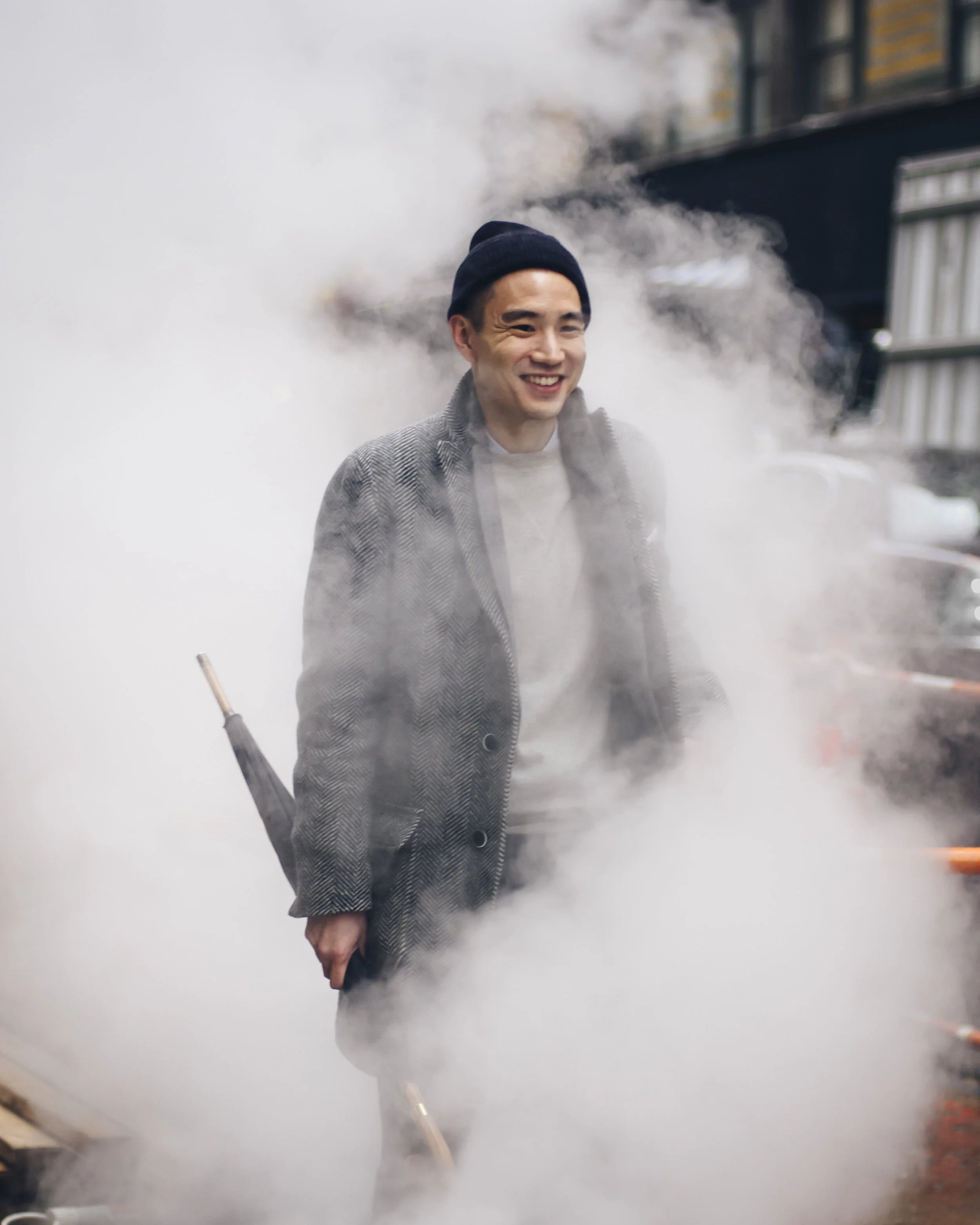 Eugene Tong, man standing, new york fashion week, streetstyle