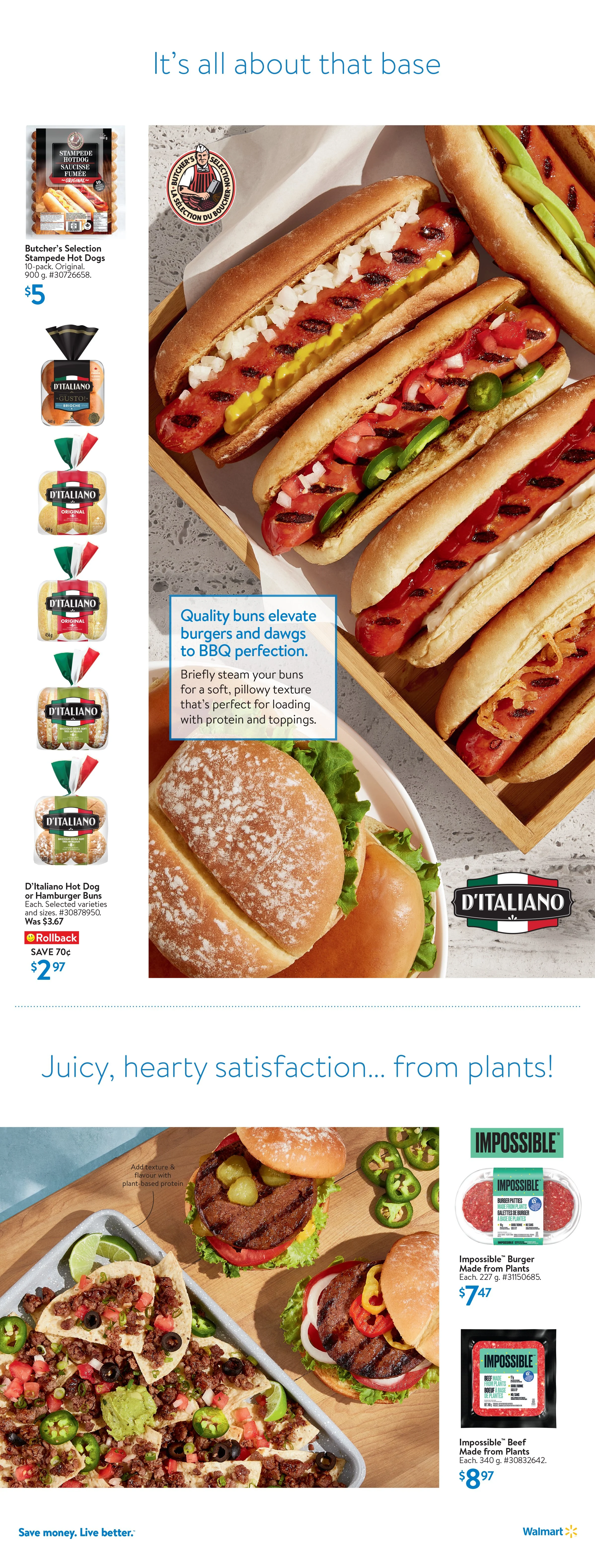 Walmart Canada, digital flyer, digest, spotlight, grilling, summer, food, bbq, burger, skewers, hotdog, sausage, fries, art direction, food photography