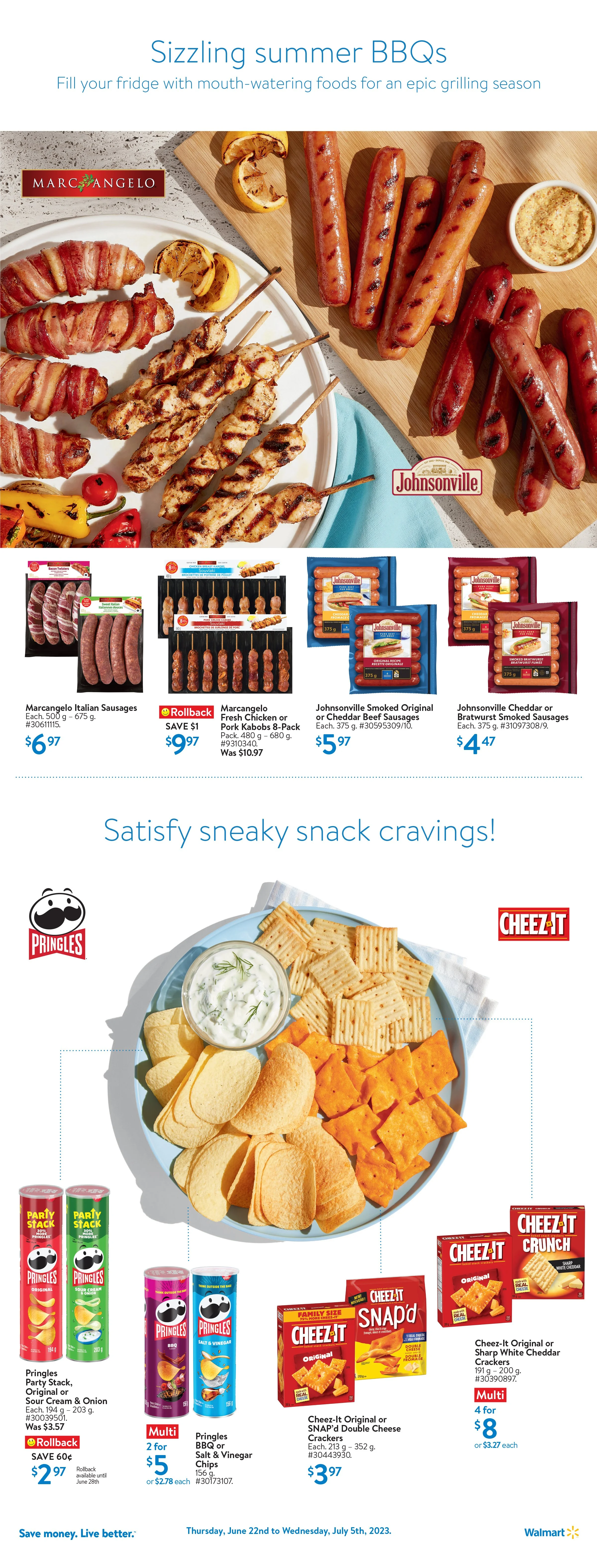 Walmart Canada, digital flyer, digest, spotlight, grilling, summer, food, bbq, burger, skewers, hotdog, sausage, fries, art direction, food photography