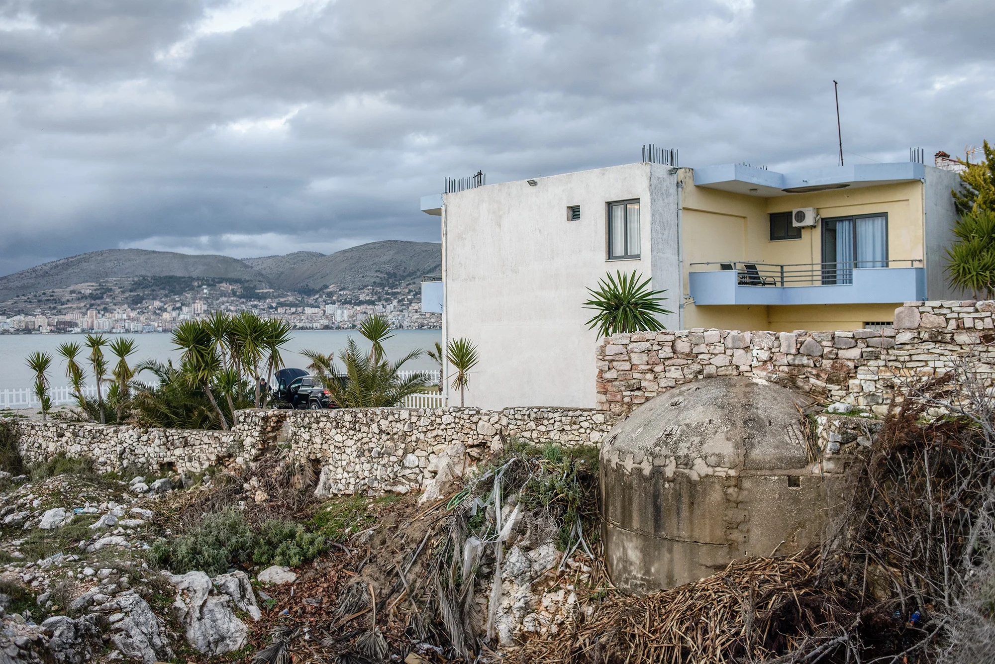 A bunker as part of a hotel wall, Saranda, Albania
