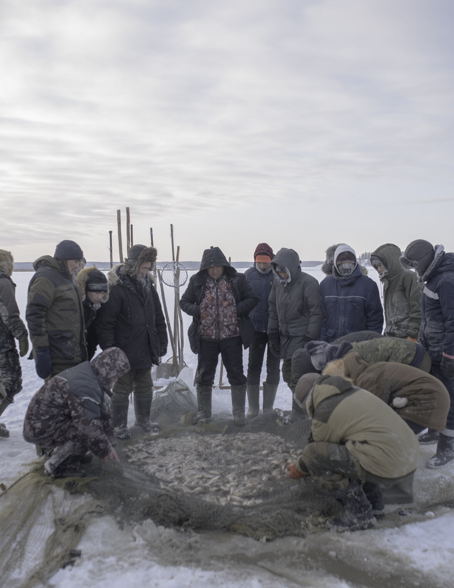  The famous ice fishing on crucian carp in Yakutia is called Munkha. They gather for this fishing throughout the village and it takes place in the fall, when the ice is already strong enough.  Pupils of grade 11 go fishing with male teachers. Experie