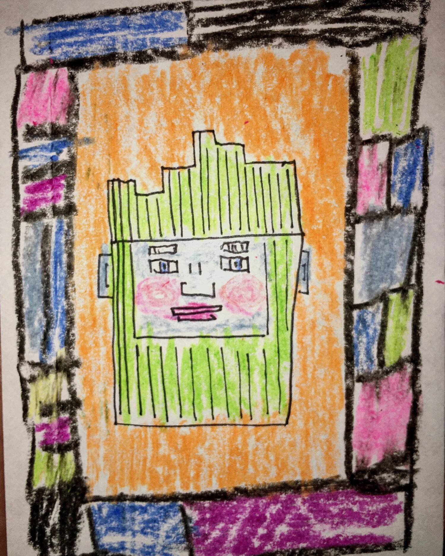 Greenman (Ink & Crayon on Envelope)