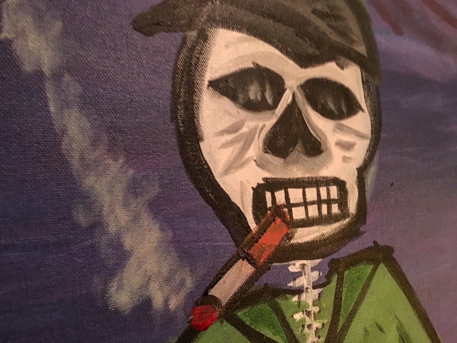 Smoking Skeleton (Acrylic on Canvas)