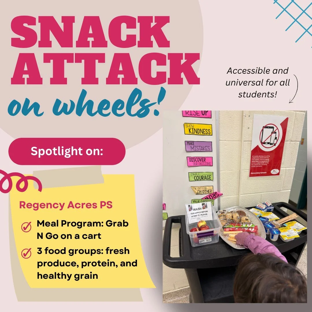 🚗💨 Snack attack on wheels!
Rolling into classrooms with energy, smiles, and healthy bites. 🥪🍎✨
Ever wonder what it takes to keep a snack cart rolling? 🚗💨
The team @regencyacresps in Aurora, ON makes sure every student gets a healthy boost to po