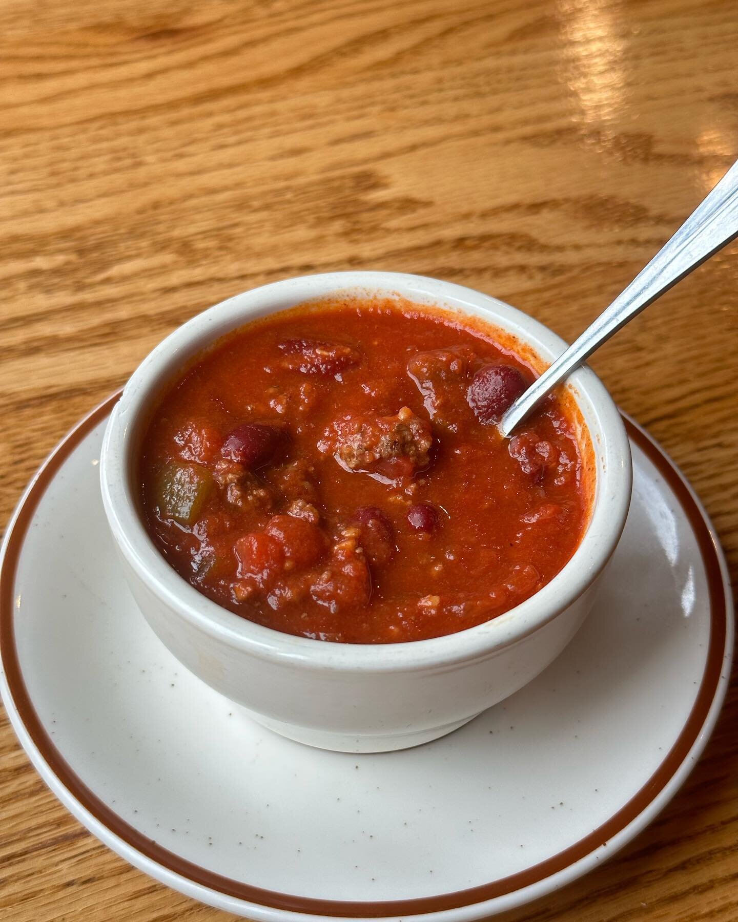 What a great day to try our seasonal chili 🥣 🌧️🧥