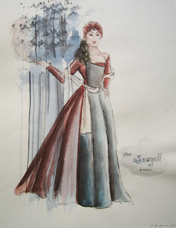 Costume Design for The Seagull. Watercolor on paper.