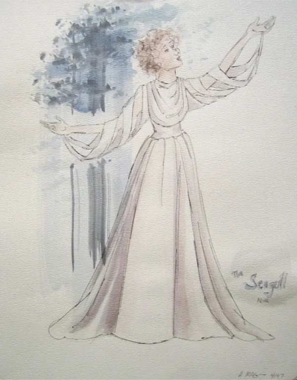 Costume Design for The Seagull. Watercolor on paper.