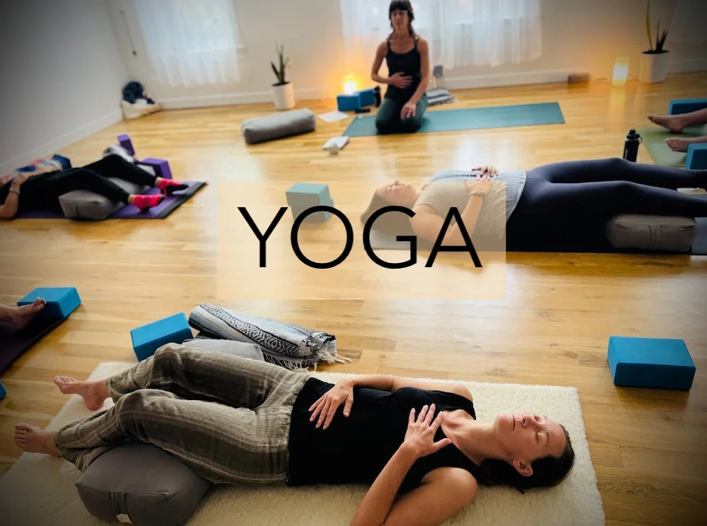 restorative yoga class breathing