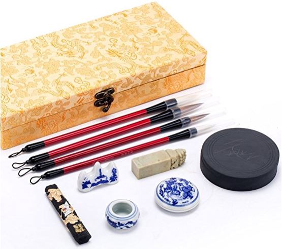 12 Items Wancetang Chinese Calligraphy Sumi Set for Chinese Calligraphy Lovers Brush Writing/Painting 