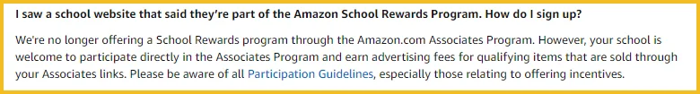 Amazon is no longer offering Amazon School Rewards. However, schools are welcome to participate directly in the Amazon Associates Program.