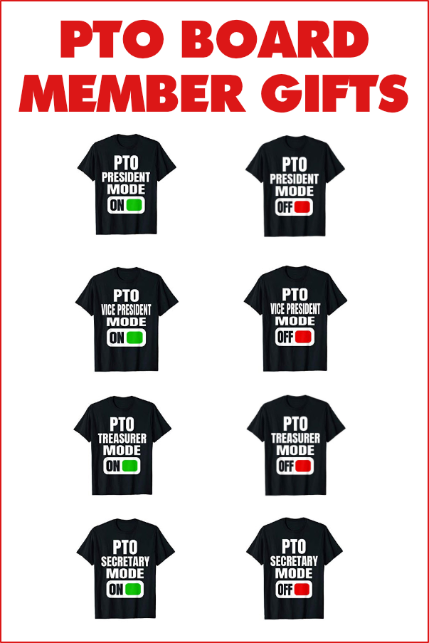 PTO appreciation gifts to thank parent volunteers, including PTO volunteer shirts, PTO President gift ideas, gifts for PTO board members, and lots of practical gifts for moms and funny gifts for mothers and fathers, including shirts, mugs, notebooks…