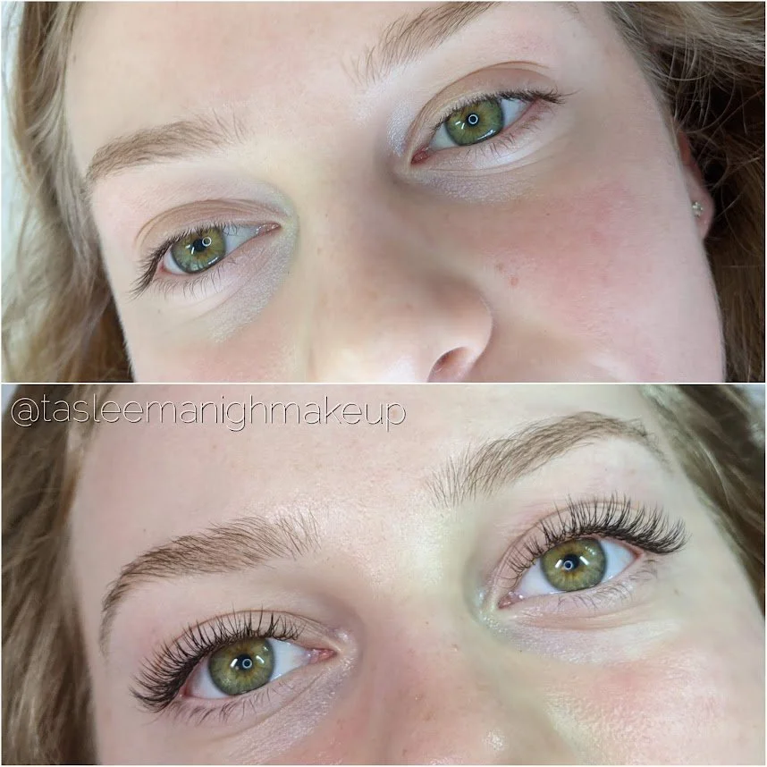A close-up of natural, weightless lash extensions by Tasleema Nigh on the Sunshine Coast.