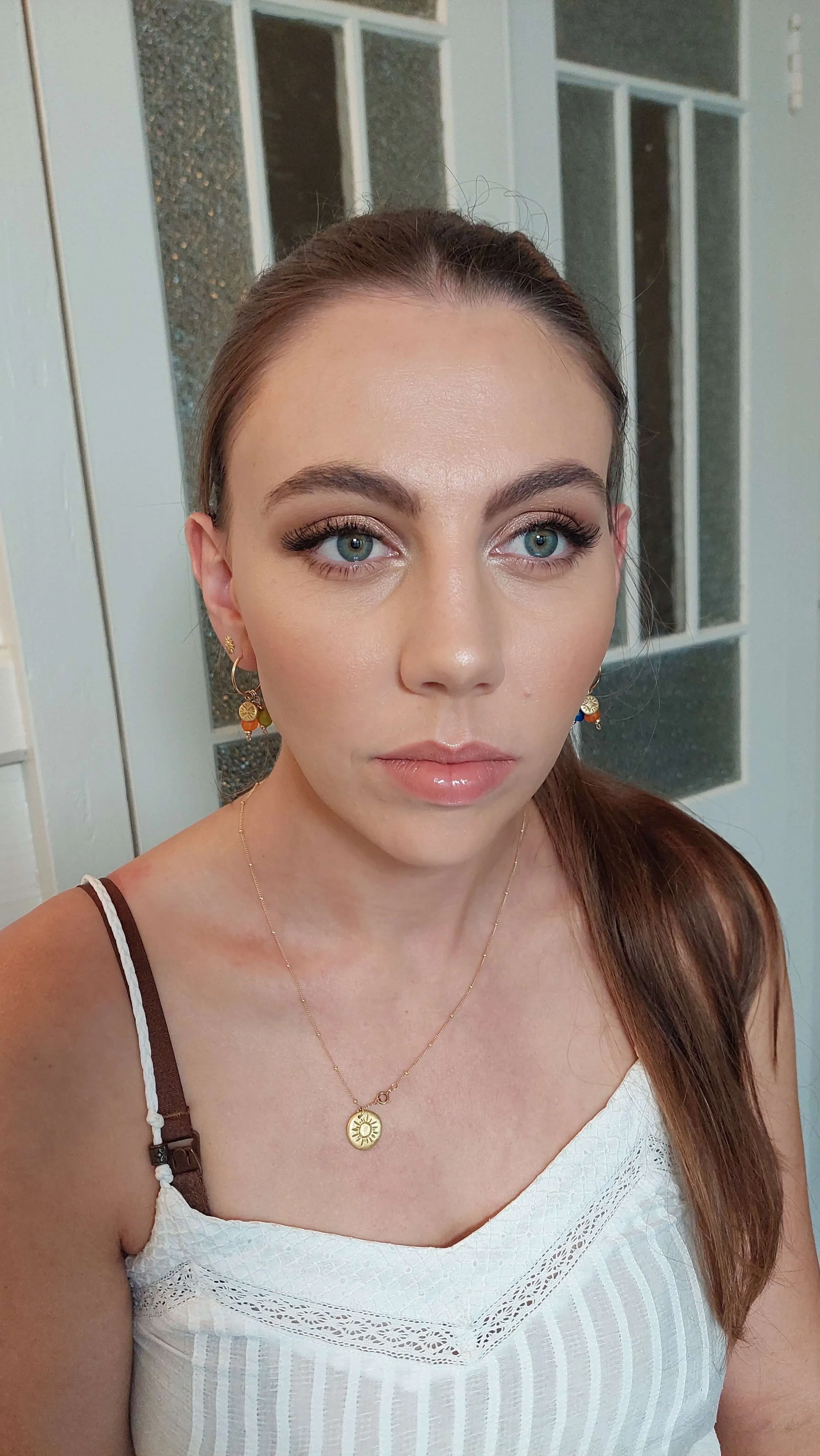 Professional wedding makeup by Tasleema Nigh for a radiant bride, showcasing flawless, custom artistry tailored for a Sunshine Coast wedding.