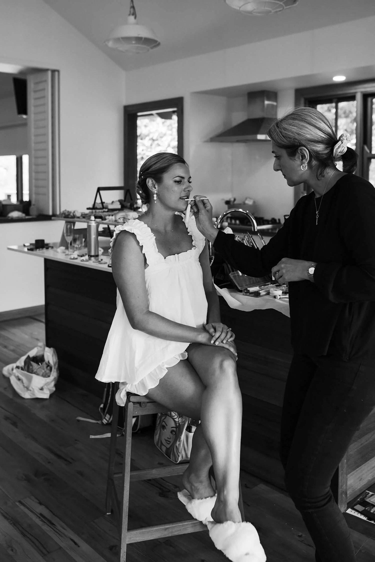 Expert bridal artist Tasleema Nigh applying long-lasting makeup in Yandina, ensuring a fresh and flawless finish for the whole wedding day.