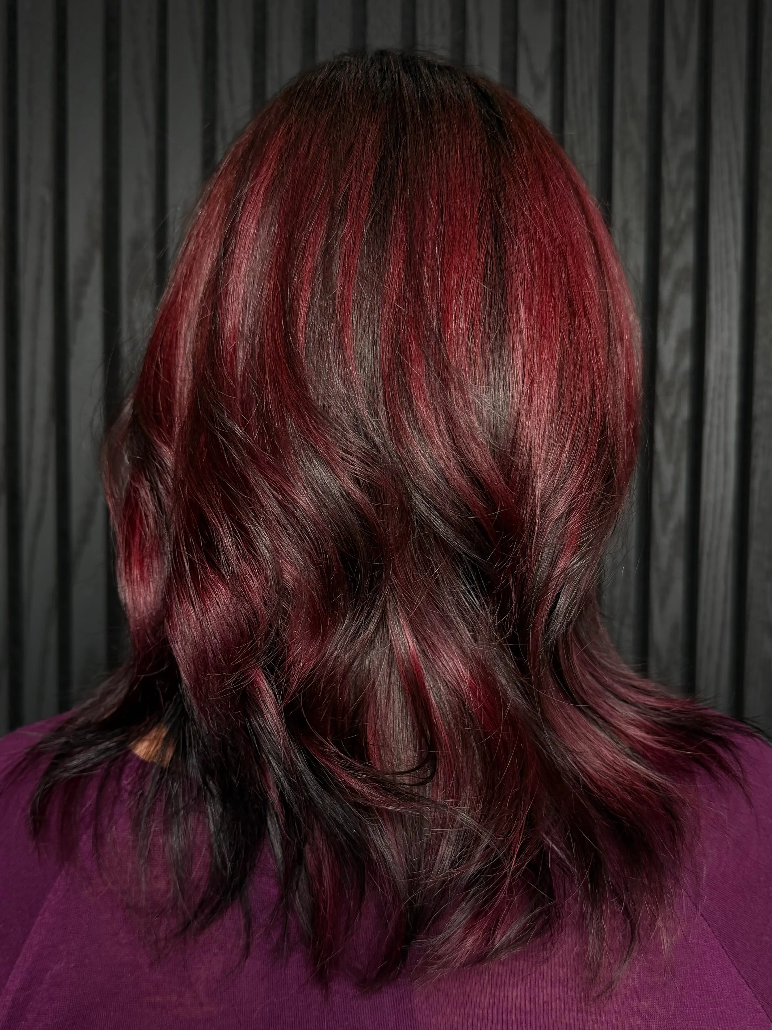 Rouged 💋🍷
.
.
HAIR by @dallanxhof 
PREPPED &amp; STYLED w/ @oligclub Full System
#HOFSalon
#AlternativeHairSalon
#BurgundyHairColor
#UtahHairSalon
#HausOfFlint