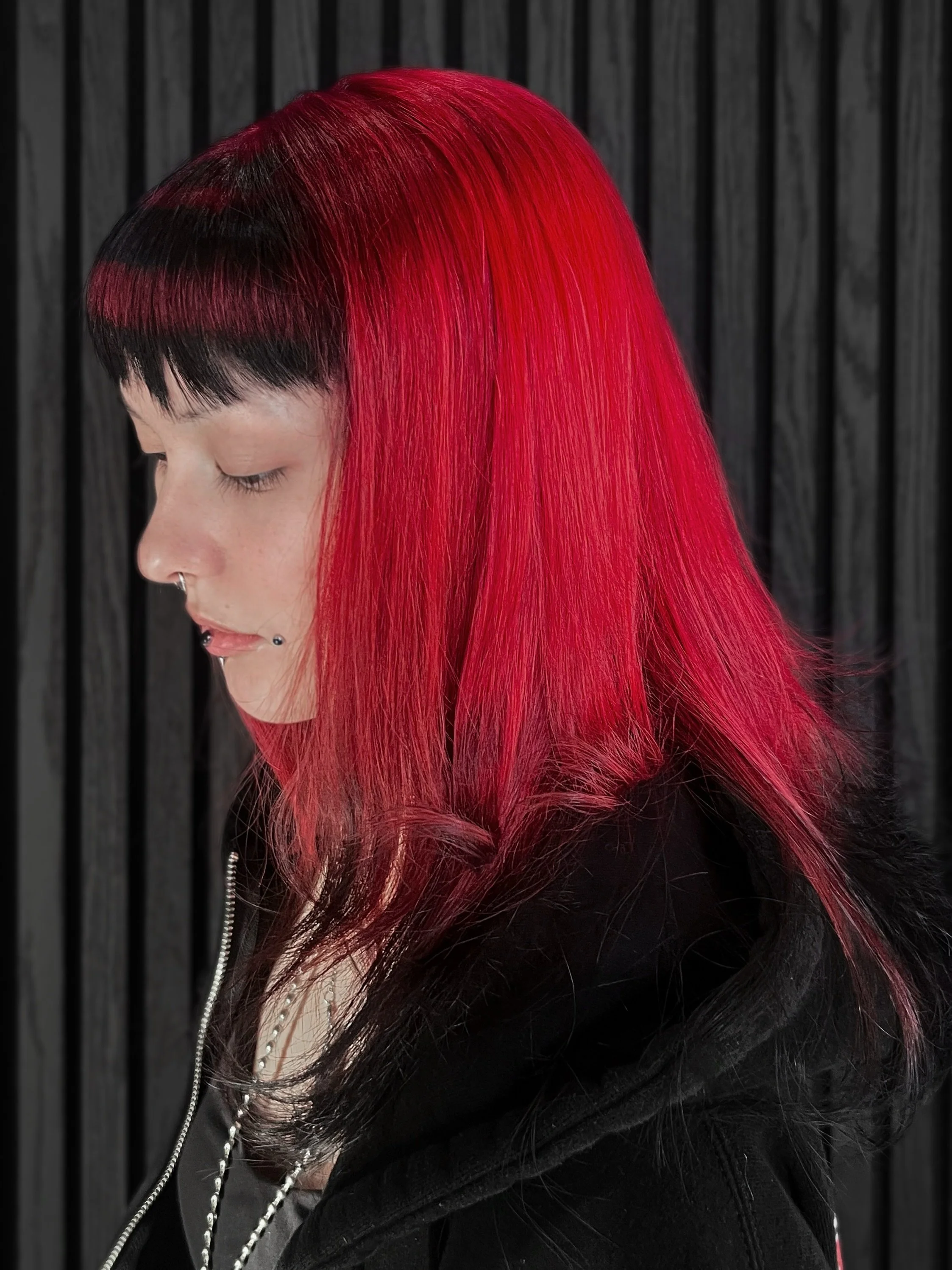 When in doubt punk it out 🥀🕷️
HAIR by @dre_hair_ 
CREATIVE SPACE @hausofflint 
#HOFSalon
#AlternativeHairSalon
#BlackAndRedHair
#PunkHair
#SaltLakeCityHair