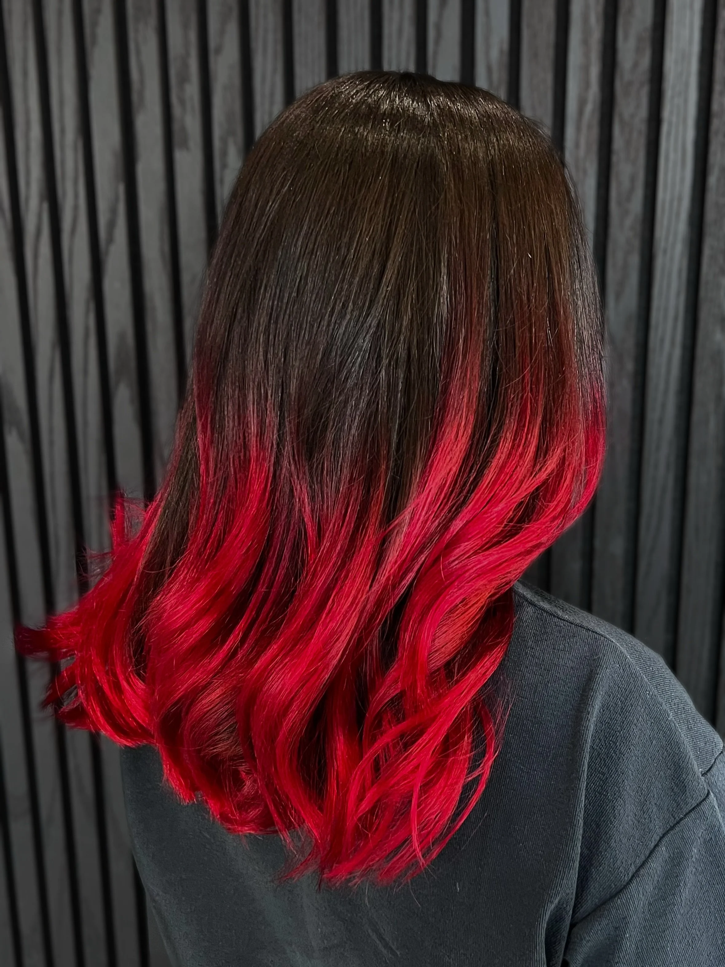 Crimson and Clover 🩸
Bold blood red balayage.🫦🥀
HAIR by @dre_hair_ 
CREATIVE SPACE @hausofflint 
#HOFsalon
#AlternativeHairSalon
#VividBalayage
#BrightRedHair
#DraperHairSalon