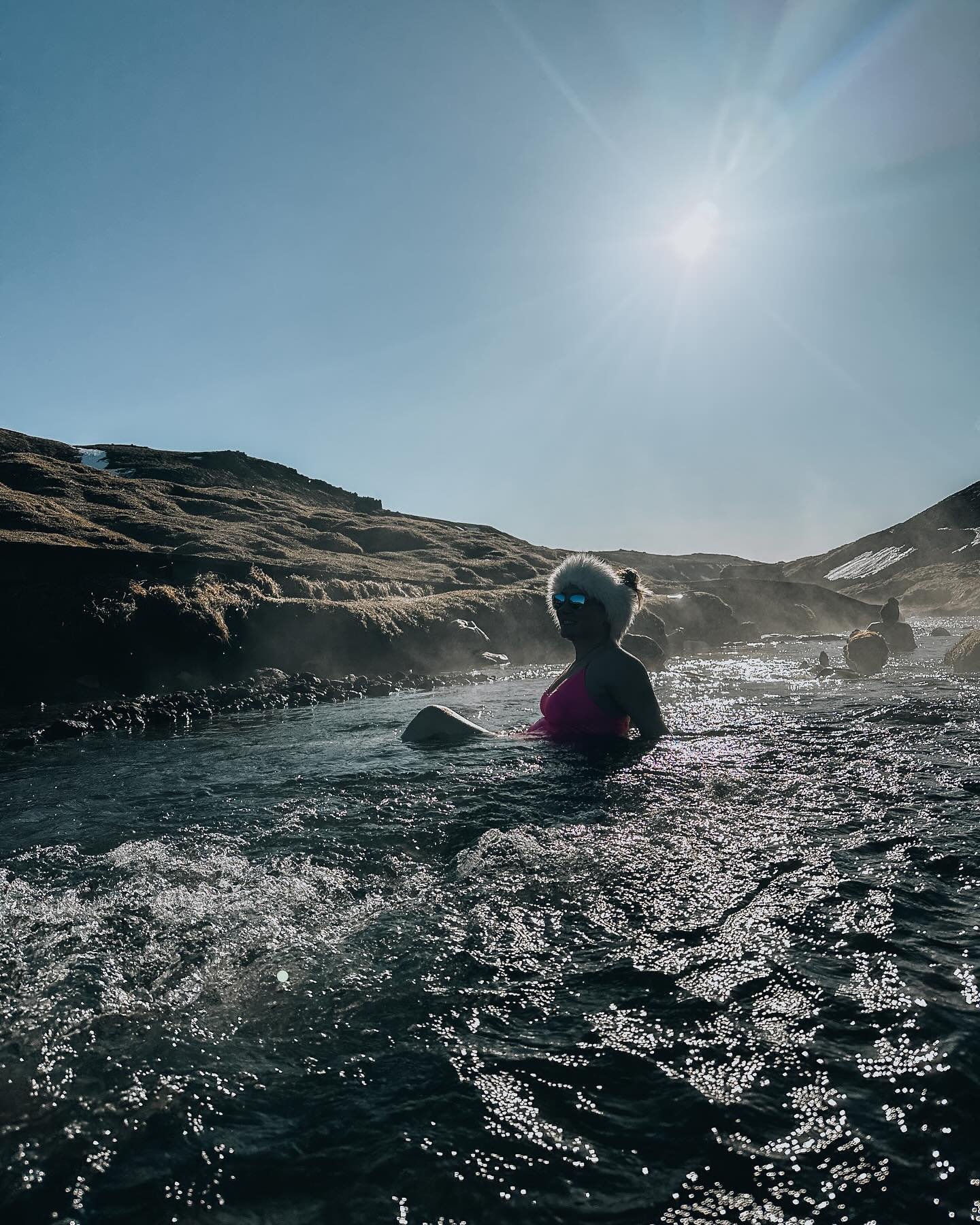 We hiked 2 and a half hours into check out one of the free thermal hot springs 💦 on our trip in Iceland and it was great! It was kinda crowded but we found a spot to fully submerge ourselves in the water. It was a quick 1 hour drive from Reykjavik a