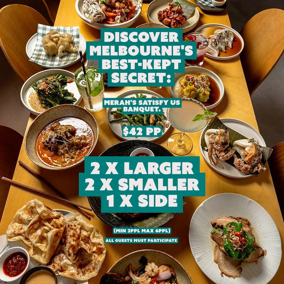 Gather your friends and feast on our Satisfy Us Banquet: 2 small, 2 large, 1 side &ndash; perfect for sharing and paired with our unique cocktails. A great night out. #melbournefood #northcote #datenight #melbournelife