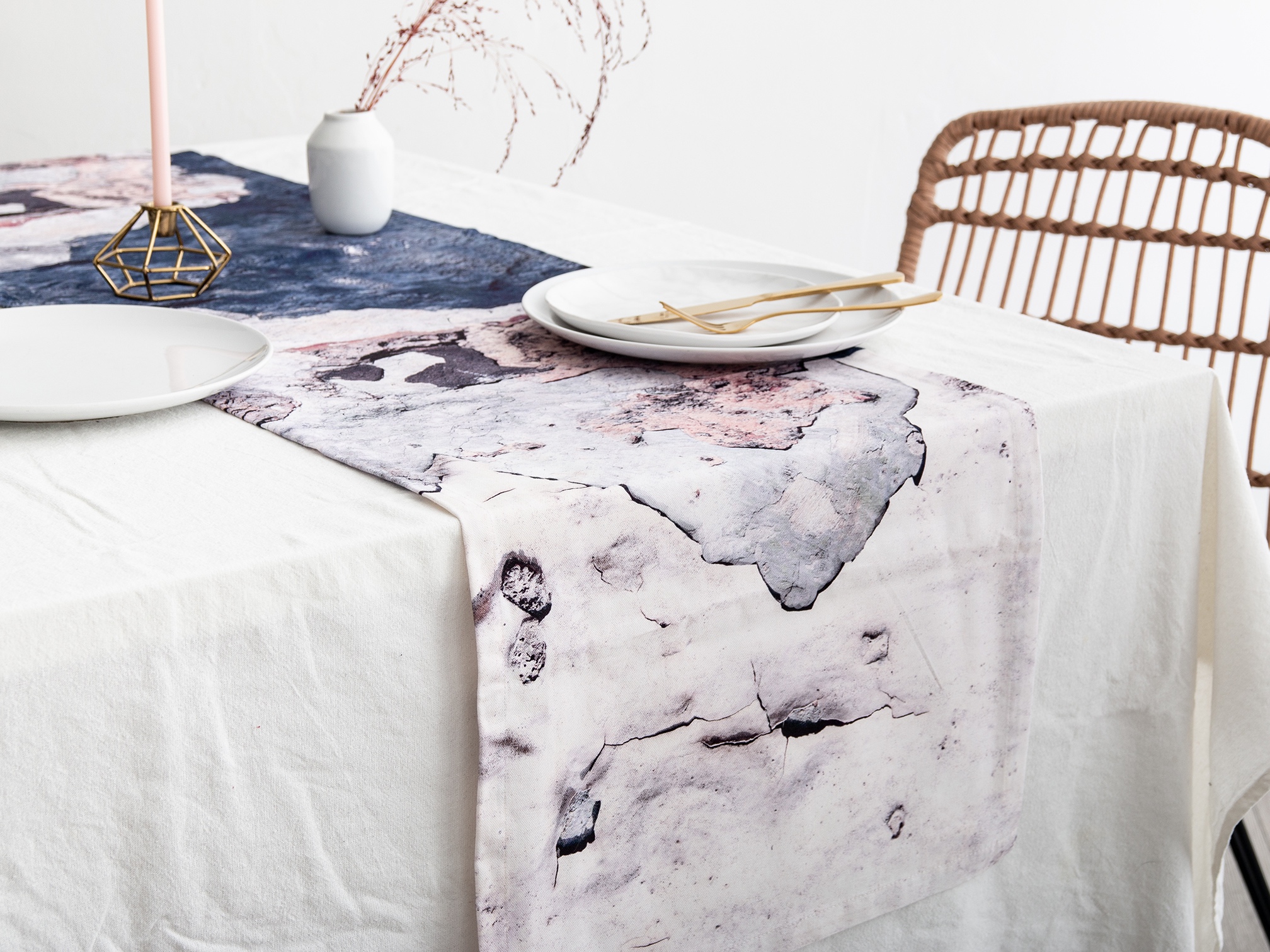 Ruth Holly Abstract Textured Cotton Table Runner Aspect