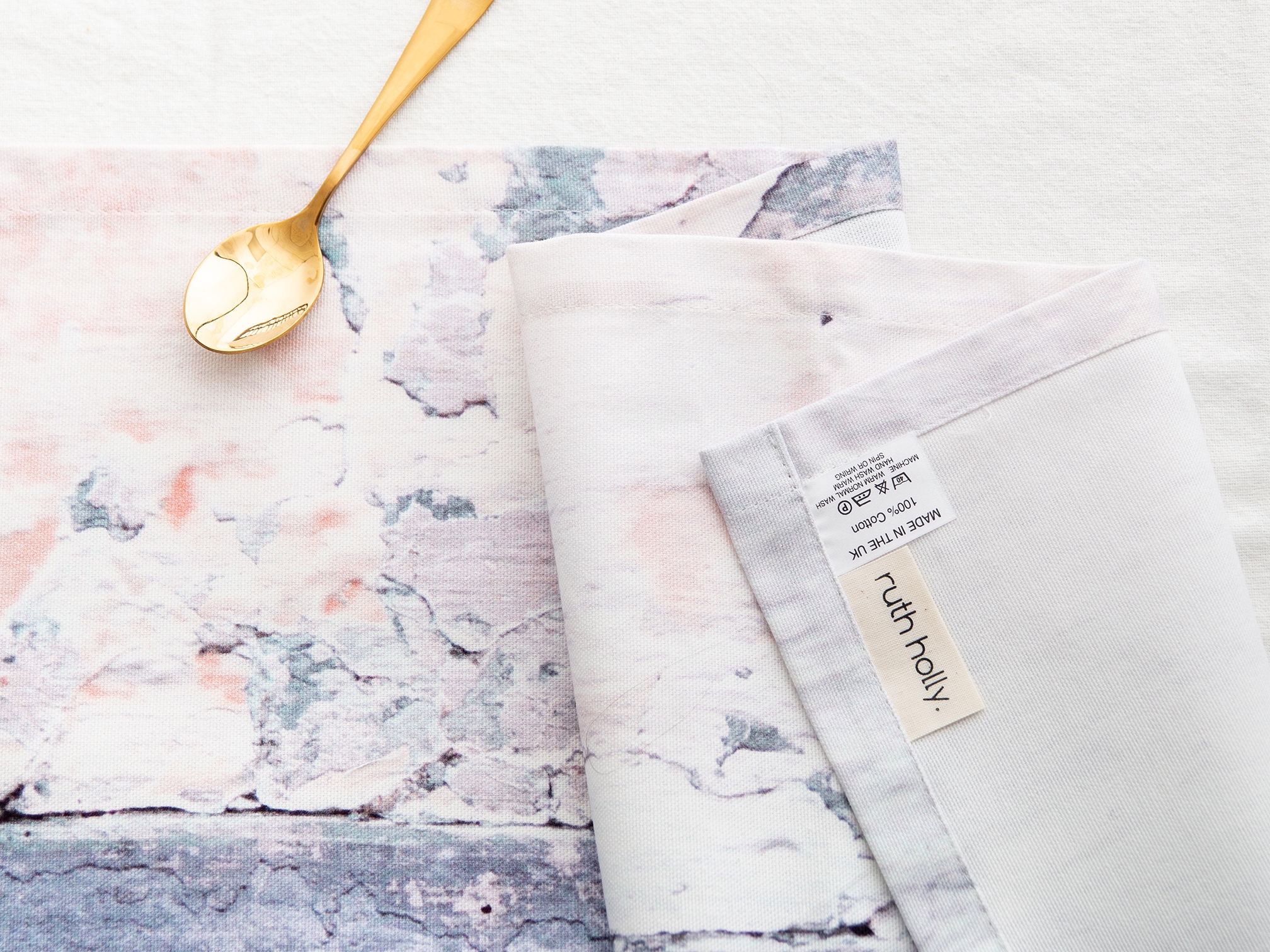 RUTH HOLLY — Pink and Blue, Abstract Textured Cotton Table Runner