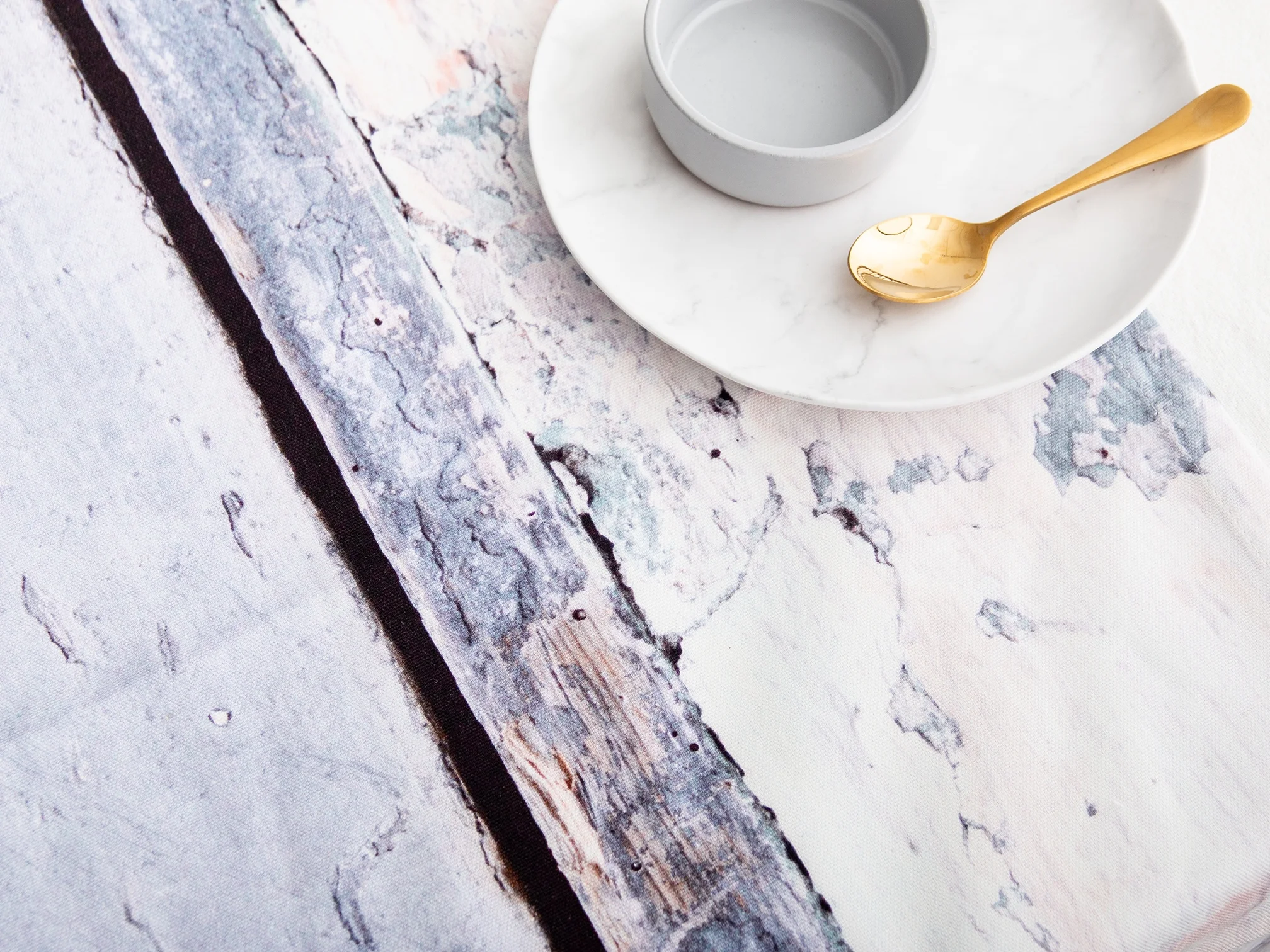 RUTH HOLLY — Pink and Blue, Abstract Textured Cotton Table Runner