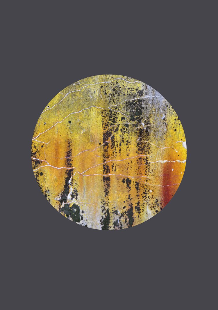 Ruth Holly Charcoal Grey And Baked Yellow Abstract Wall Art Print Nomad Texture Eclipse Ap011